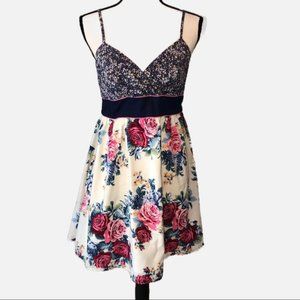 Pink Blue Floral Cotton Sundress SZ L